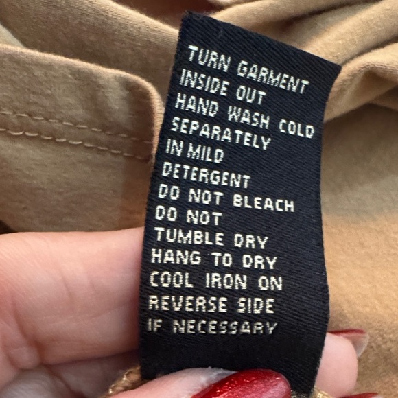 Diane Gilman Tan Faux Suede Mixed Media Long Sleeve Top with Stud Accents - Picture 7 of 7